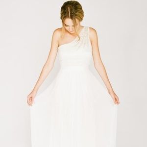 100% Silk Grecian One-Shoulder Wedding Dress
